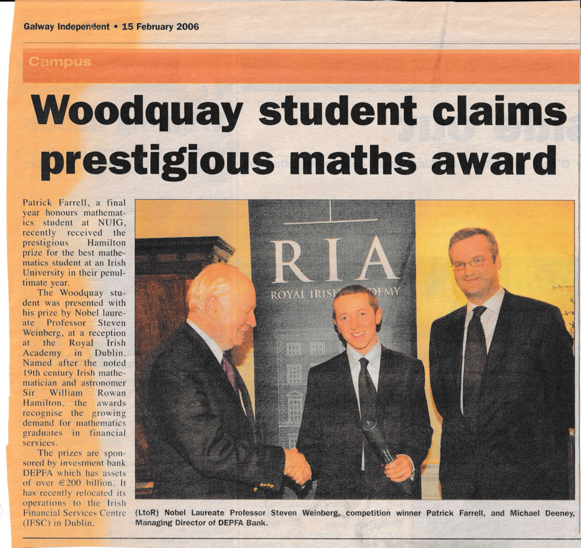 Meeting Steven Weinberg at the Hamilton Prize ceremony, 2005-10-16.